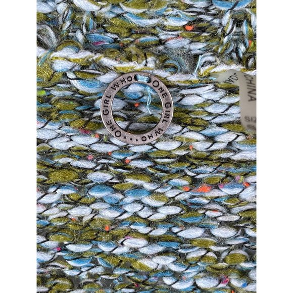 Anthropologie One Girl Who Green Chunky Open Cardigan w Flare Sleeves Size S - Picture 4 of 7